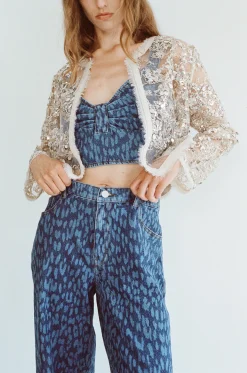 Baum und Pferdgarten Mekira top from | Leopard Vintage Blue New