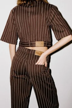 Baum und Pferdgarten NICKIE JEANS | Creme Brown Pinstripe Sale